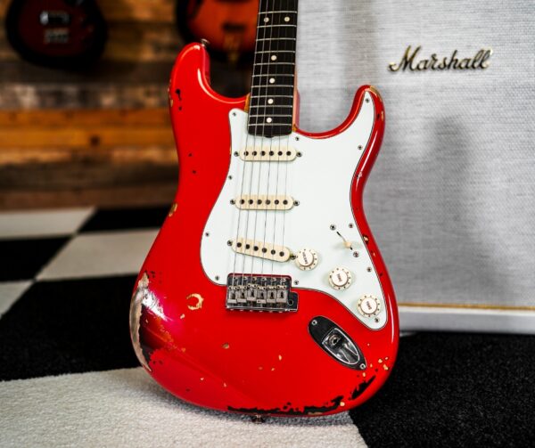 Fender Custom Shop Michael Landau 1963 Relic Stratocaster in Fiesta Red over 3-Color Sunburst - Image 6