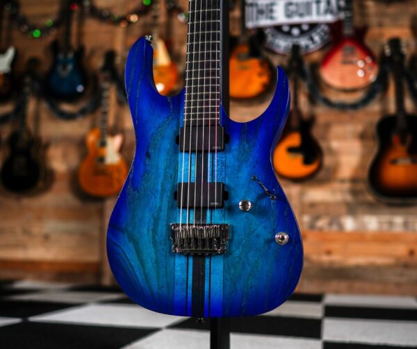 Ibanez RGDIM6FM Iron Label in Cerulean Blue Burst Flat - Image 2